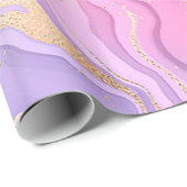 Luxe marmer Glitter Pink Paars Gold Cadeaupapier (Rol Hoek)