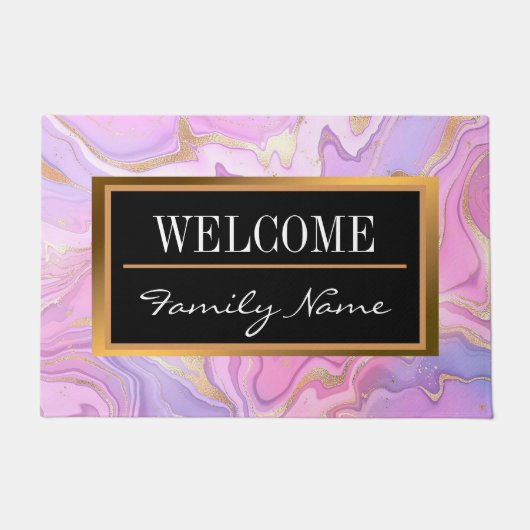 Luxe marmer Glitter Pink Paars Gold Deurmat (Voorkant)