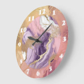 Luxe marmer Glitter Pink Paars Gold Grote Klok (Hoek)