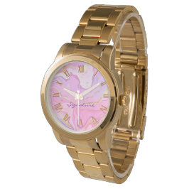 Luxe marmer Glitter Pink Paars Gold Horloge
