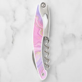 Luxe marmer Glitter Pink Paars Gold Kurkentrekker (Achterkant)