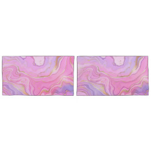 Luxe marmer Glitter Pink Paars Gold Kussensloop
