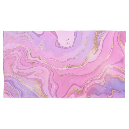 Luxe marmer Glitter Pink Paars Gold Kussensloop (Voorkant-Links)