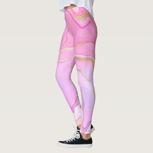 Luxe marmer Glitter Pink Paars Gold Leggings (Links)