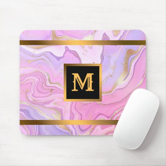 Luxe marmer Glitter Pink Paars Gold Muismat (Met muis)