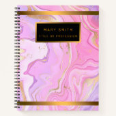 Luxe marmer Glitter Pink Paars Gold Notitieboek (Voorkant)