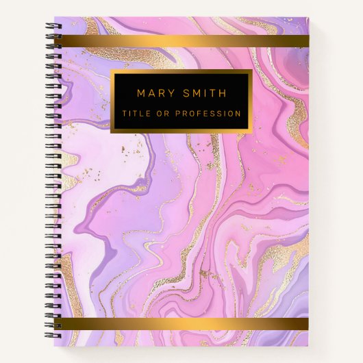 Luxe marmer Glitter Pink Paars Gold Notitieboek (Voorkant)