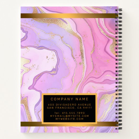 Luxe marmer Glitter Pink Paars Gold Notitieboek (Achterkant)
