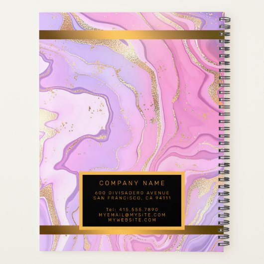 Luxe marmer Glitter Pink Paars Gold Planner (Achterkant)