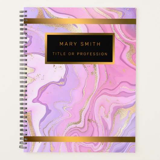 Luxe marmer Glitter Pink Paars Gold Planner (Voorkant)