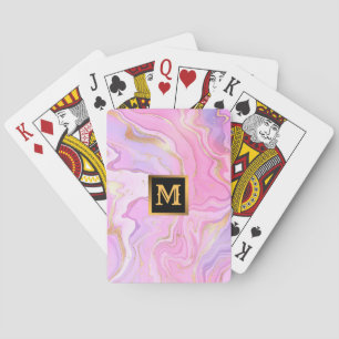 Luxe marmer Glitter Pink Paars Gold Pokerkaarten
