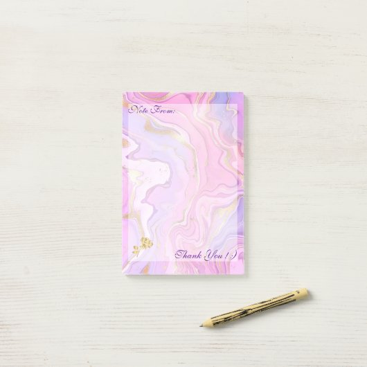 Luxe marmer Glitter Pink Paars Gold Post-it® Notes (Op bureau)