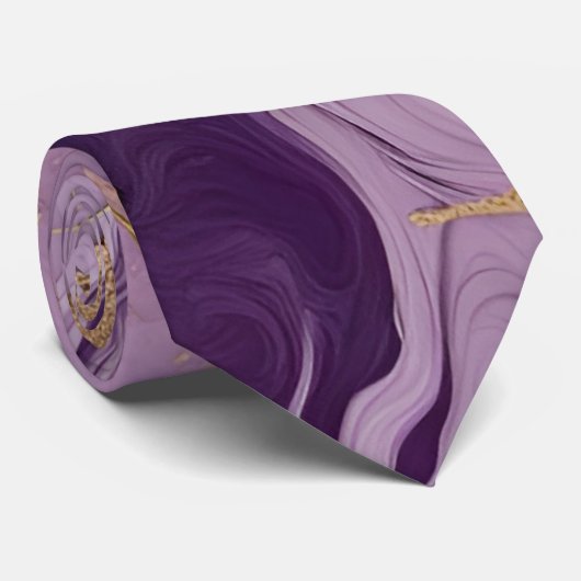 Luxe marmer Glitter Pink Paars Gold Stropdas (Opgerold)