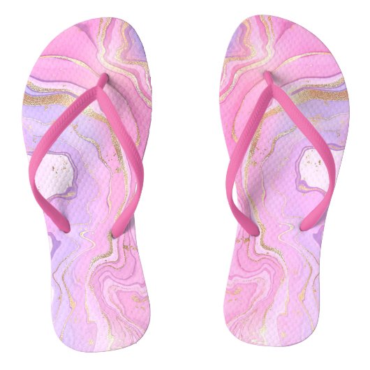 Luxe marmer Glitter Pink Paars Gold Teenslippers (Voetbed)
