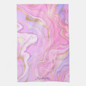 Luxe marmer Glitter Pink Paars Gold Theedoek (Verticaal)