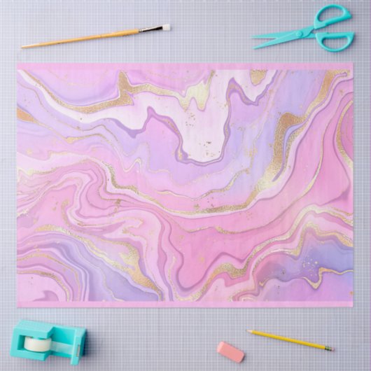 Luxe marmer Glitter Pink Paars Gold Tissuepapier (Craft)