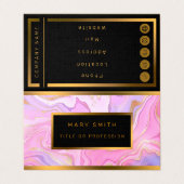 Luxe marmer Glitter Pink Paars Gold Visitekaartje (Buitenkant ongevouwen)