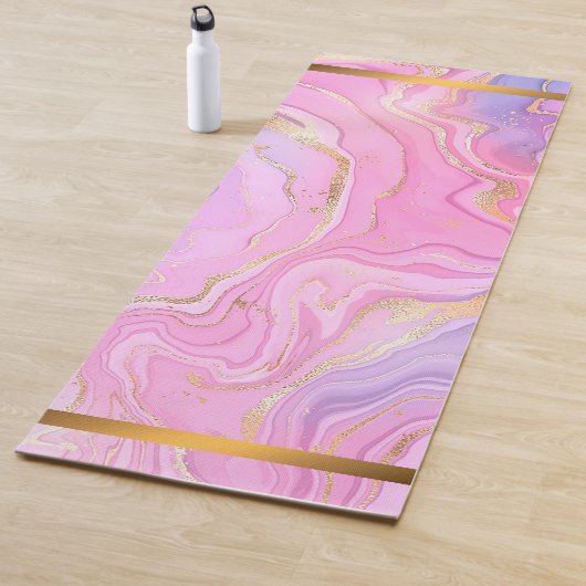 Luxe marmer Glitter Pink Paars Gold Yogamat (In situ)