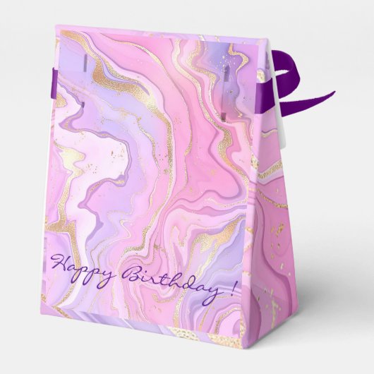 Luxe Marmer Glitter Roze Paars Goud Bedankdoosjes (Achterkant)