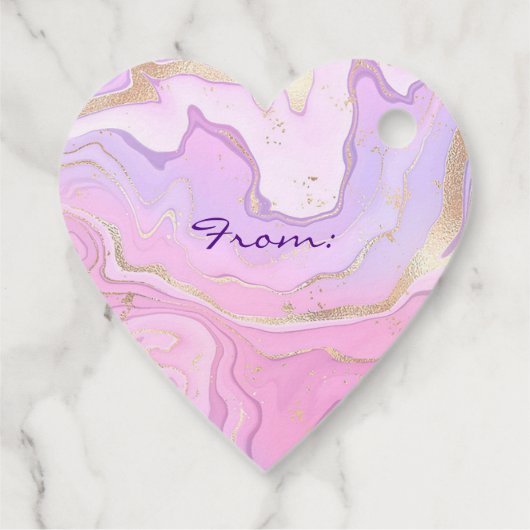Luxe Marmer Glitter Roze Paars Goud Bedankjes Labels (Achterkant)