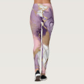 Luxe marmer, glitter, roze, paarse en gouden leggings (Achterkant)