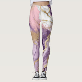 Luxe marmer, glitter, roze, paarse en gouden leggings