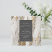 Luxe marmer Gold Strokes wit en grijs Invitat (Staand voorkant)