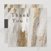 Luxe marmer Gold Strokes wit en grijs Invitat Bedankkaart (Voorkant / Achterkant)