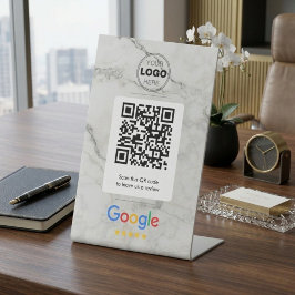 Luxe Marmer Google Review QR Code Bord Reclamebord Met Voetstuk