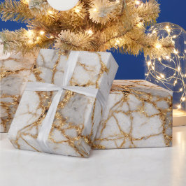 Luxe marmer goud ader wit glinsterend patroon cadeaupapier