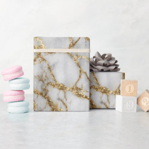 Luxe marmer goud ader wit glinsterend patroon cadeaupapier