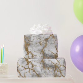 Luxe marmer goud ader wit glinsterend patroon cadeaupapier