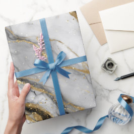 Luxe Marmer Goud Ader Wit Glitter Patroon Cadeaupapier