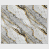 Luxe Marmer Goud Ader Wit Glitter Patroon Cadeaupapier (Vlak)