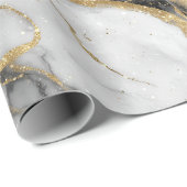 Luxe Marmer Goud Ader Wit Glitter Patroon Cadeaupapier (Rol Hoek)