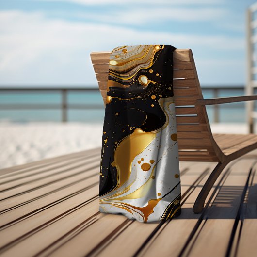 Luxe marmer goud glam vrouwelijk zwart wit strandlaken