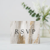 Luxe Marmer Goud Glitter Bruiloft RSVP Briefkaart (Staand voorkant)