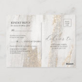 Luxe Marmer Goud Glitter Bruiloft RSVP Briefkaart (Achterkant)