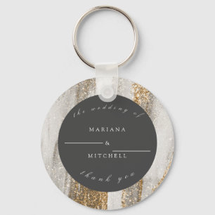 Luxe Marmer Goud glitter wit en grijs Sleutelhanger