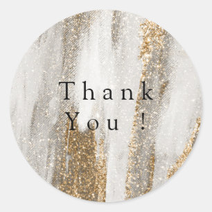 Luxe marmer goud glitters wit en grijs ronde sticker