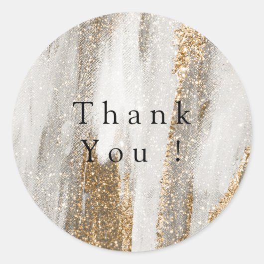 Luxe marmer goud glitters wit en grijs   ronde sticker (Voorkant)