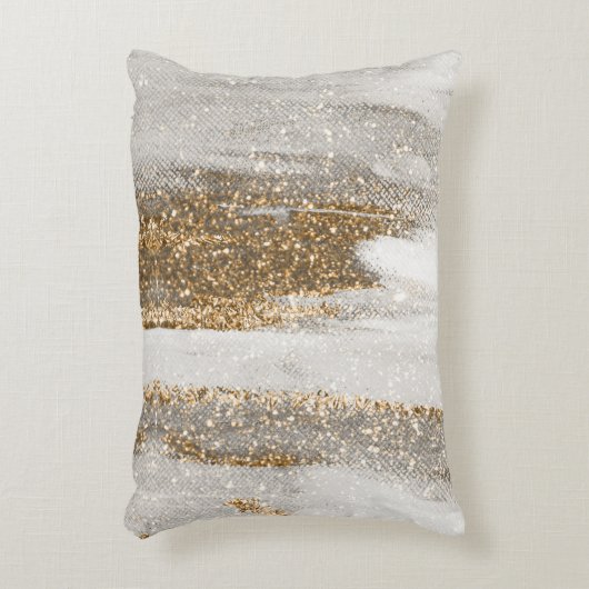 Luxe Marmer Goud Strepen wit en grijs Accent Kussen (Voorkant(Verticaal))