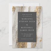 Luxe Marmer Goud Strepen wit en grijs  Kaart (Voorkant)