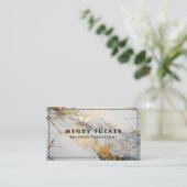 Luxe Marmer Goud Witte Achtergrond Visitekaartje (Staand voorkant)