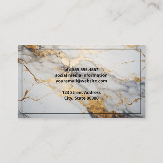 Luxe Marmer Goud Witte Achtergrond Visitekaartje (Achterkant)
