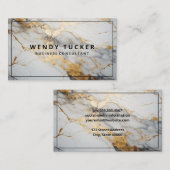 Luxe Marmer Goud Witte Achtergrond Visitekaartje (Voorkant / Achterkant)