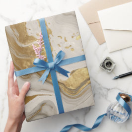 Luxe Marmer Goud Witte Harmonie Abstract Patroon Cadeaupapier