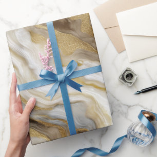 Luxe Marmer Goud Witte Harmonie Abstract Patroon Cadeaupapier