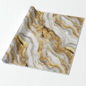 Luxe Marmer Goud Witte Harmonie Abstract Patroon Cadeaupapier (Uitgerold)