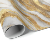 Luxe Marmer Goud Witte Harmonie Abstract Patroon Cadeaupapier (Rol Hoek)